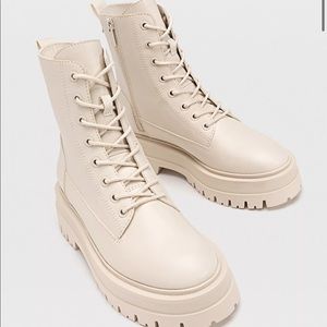 Stradivarius lace up flat ankle boots